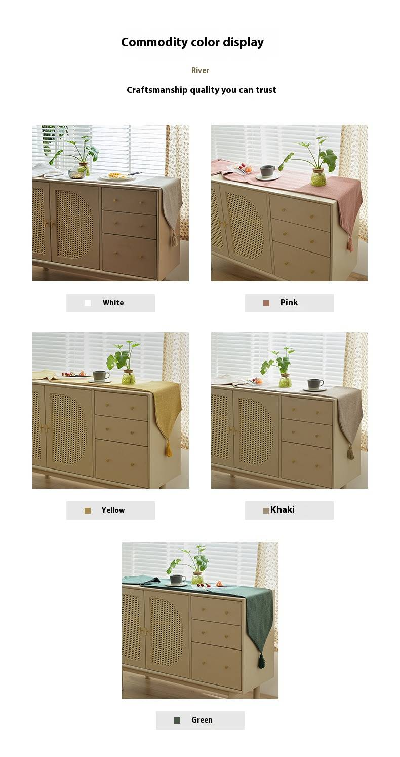 Luxuriöser Tischläufer aus Poly-Baumwolle mit Fransen – Wendbares, einfarbiges Dekor für Esstisch, Eingangsbereich, Couchtisch und Konsole (33 x 180 cm/210 cm)_voghion.com