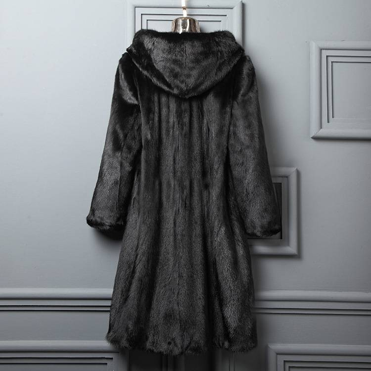 Luxuriöser Kunstnerzmantel für Damen, Langer Wintermantel mit Kapuze und eleganter Stickerei, Übergröße erhältlich in Schwarz und Braun_voghion.com