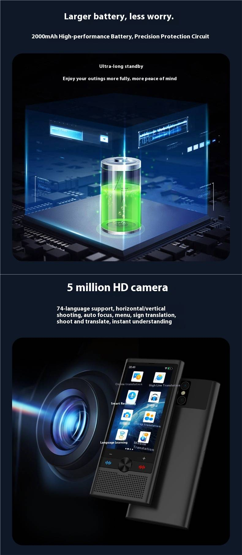 AI Translator Device - Real-Time Voice Interpreter With Offline Mode For English, Japanese, Korean, Vietnamese & Cantonese_voghion.com
