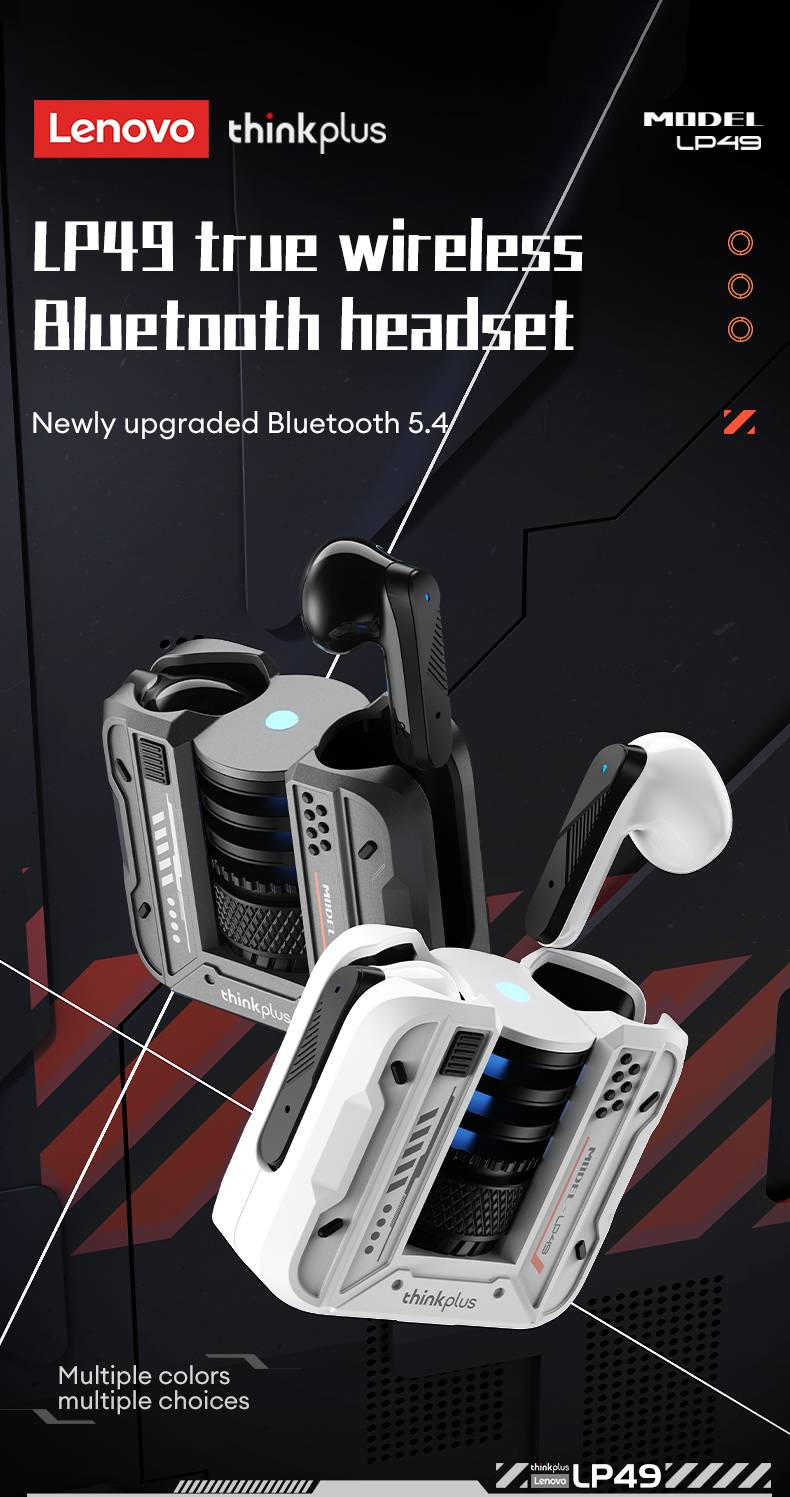 Original Lenovo LP49 Wireless Gaming Earphones Noise Reduction Daul Mode HD Call Earbuds Low Latency Bluetooth 5.4 Headphones_voghion.com