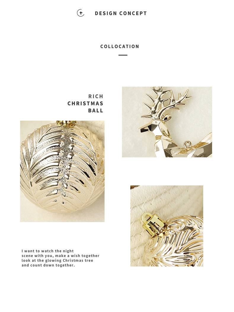 Christmas Champagne Gold Reindeer Ball Ornament Set - Elegant Tree Decorations For Holiday Festivities_voghion.com