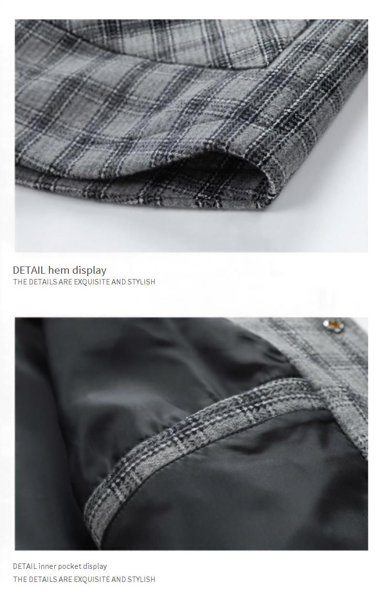 Men's Oversized Houndstooth Jacket - Lightweight Knit-Blend Spring/Fall Coat, Trendy Checkered Casual Outerwear (Gray/ Khaki/ Red-Yellow Plaid)_voghion.com