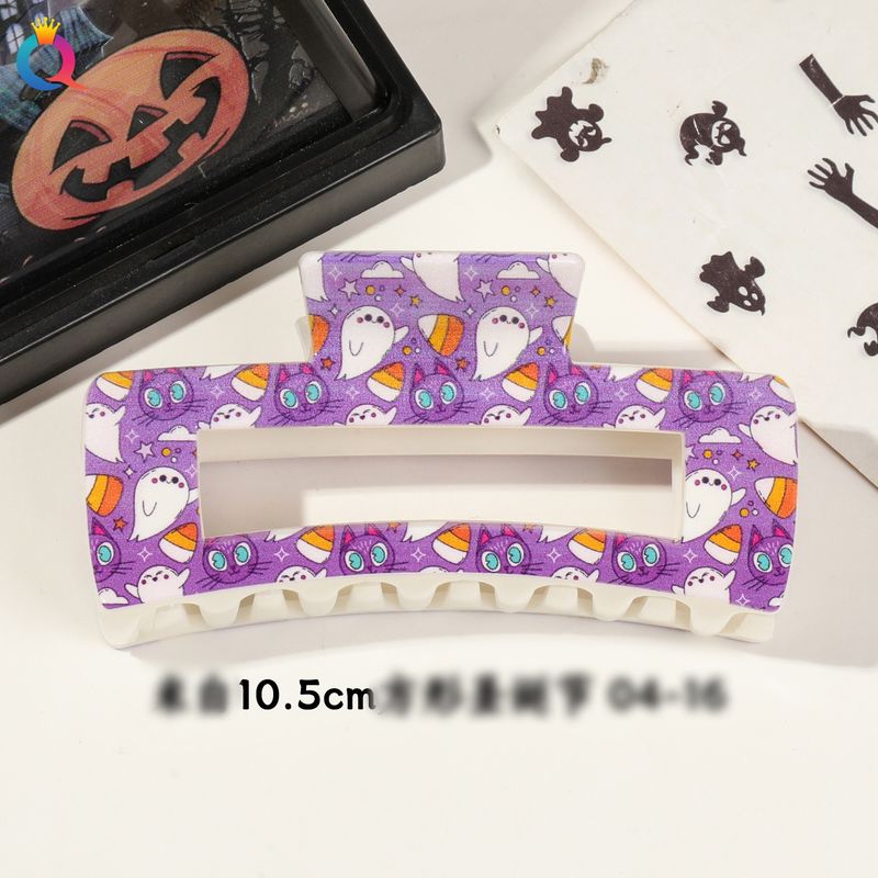 Multiple Patterns And Colors To Choose From Halloween Pumpkin Skull Witch 8.5-10.5cm UV Printing Square Clip Girls Headdress_voghion.com