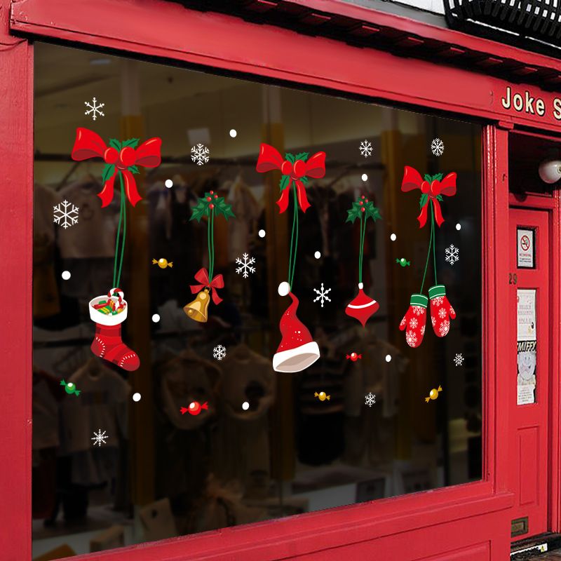 Pegatinas navideñas para ventanas, grandes, 60 x 90 cm, con dibujos animados, para puertas de cristal, decoración creativa para tiendas, impermeables._voghion.com