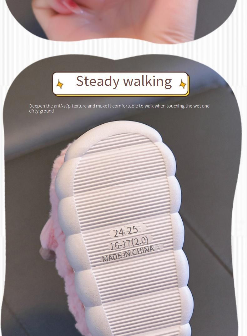 Winter Kids Slippers With Plush Fleece Lining - Cozy Non-Slip Indoor/Outdoor House Shoes For Boys & Girls (Pink, Light Brown, Dark Brown, Sky Blue)_voghion.com