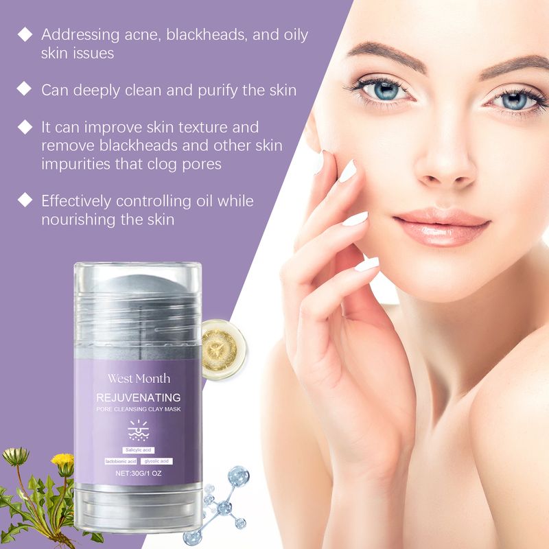 West&Month Pore Cleaning Mud Mask Stick, Gentle Clean Delicate Skin Refreshing Moisturizing Mask_voghion.com