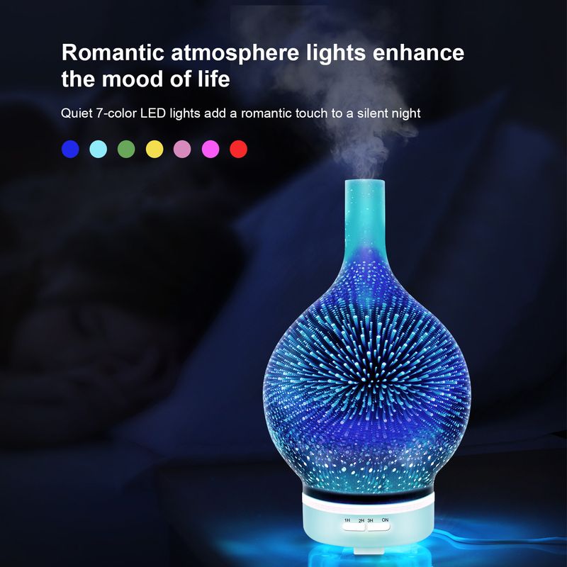 Diffusore di aromi da 200 ml in vetro, macchina per aromaterapia, umidificatore per aromaterapia, umidificatore per ufficio, aria fredda, luce notturna_voghion.com