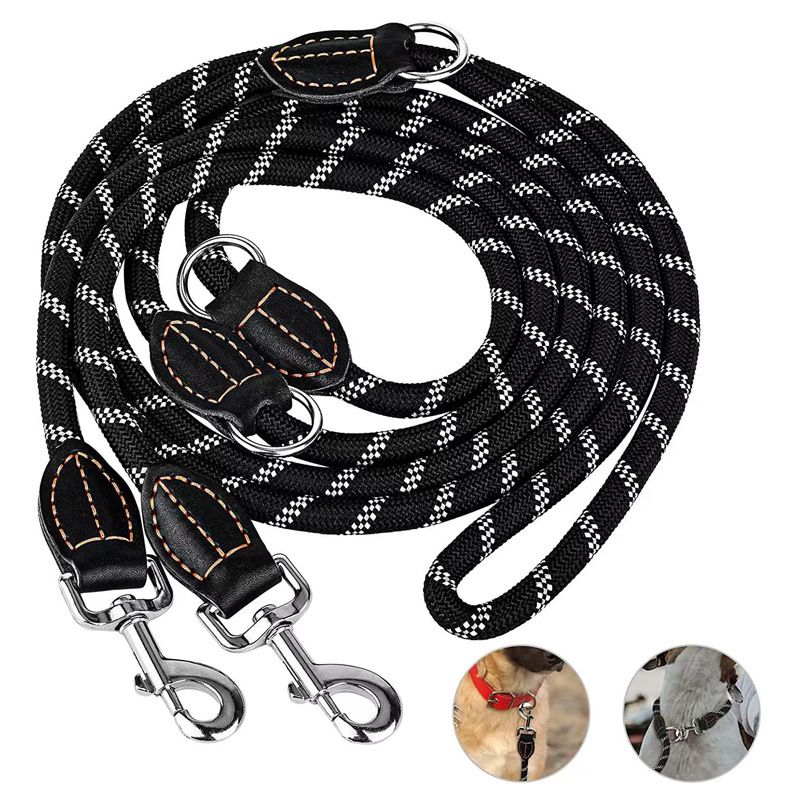 Double Hook Multifunctional Pet Outdoor Walking Training Leash Rope Dog Chain_voghion.com