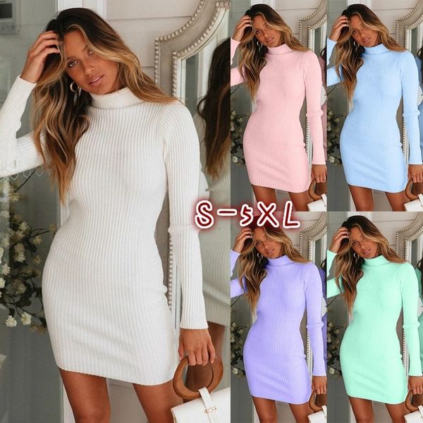 GraceChic Strickkleid mit hohem Kragen, Herbstmode für Damen, neue, figurbetonte, elegante Slim-Fit-Kleidung, direkt vom Hersteller auf Lager_voghion.com