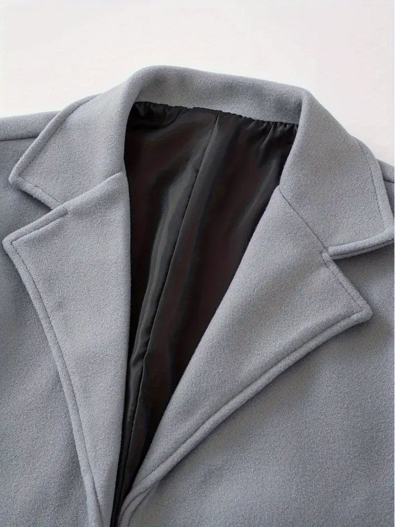 Men's Clothing US Size Large Size Foreign Trade Hot Selling Mid Length Solid Color Single Breasted Trench Coat Casual Style Jacket Coat_voghion.com
