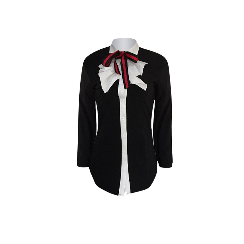 Camicia slim fit con fiocco da donna_voghion.com