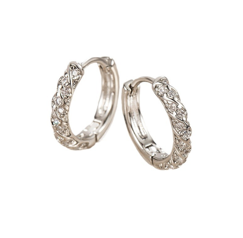 Orecchini a cerchio piccoli in argento sterling 925 con zirconi cubici da donna e ragazza, 2 pezzi I82_voghion.com
