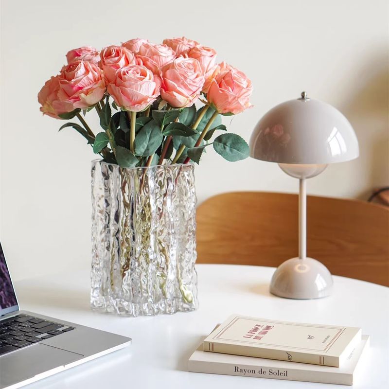 Flores artificiais de lichia e rosa, flores de simulação, arranjos florais realistas de alta qualidade, flores secas, buquê biônico, flores leves e luxuosas_voghion.com