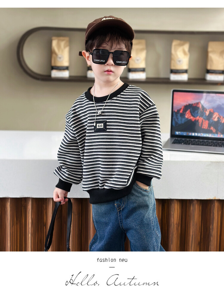 Streifen 2023 Frühling und Herbst Neue Kinder Hübsche Casual Zwei Stück Set für Jungen mit Western Stil Lange_voghion.com
