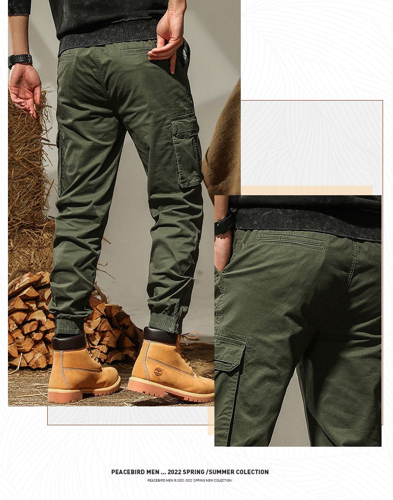 Spring And Autumn Washed Casual For Men, Jogger Zipper Cargo Multi-Pocket Sports Long Pants, Cotton Stretch Pants_voghion.com