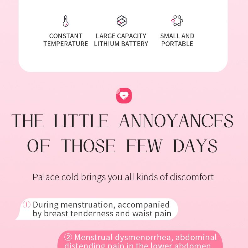 Cinto de aquecimento premium para mulheres - Massagem quente de 6 níveis, tecido de veludo macio, portátil e recarregável, presente perfeito para o conforto menstrual_voghion.com