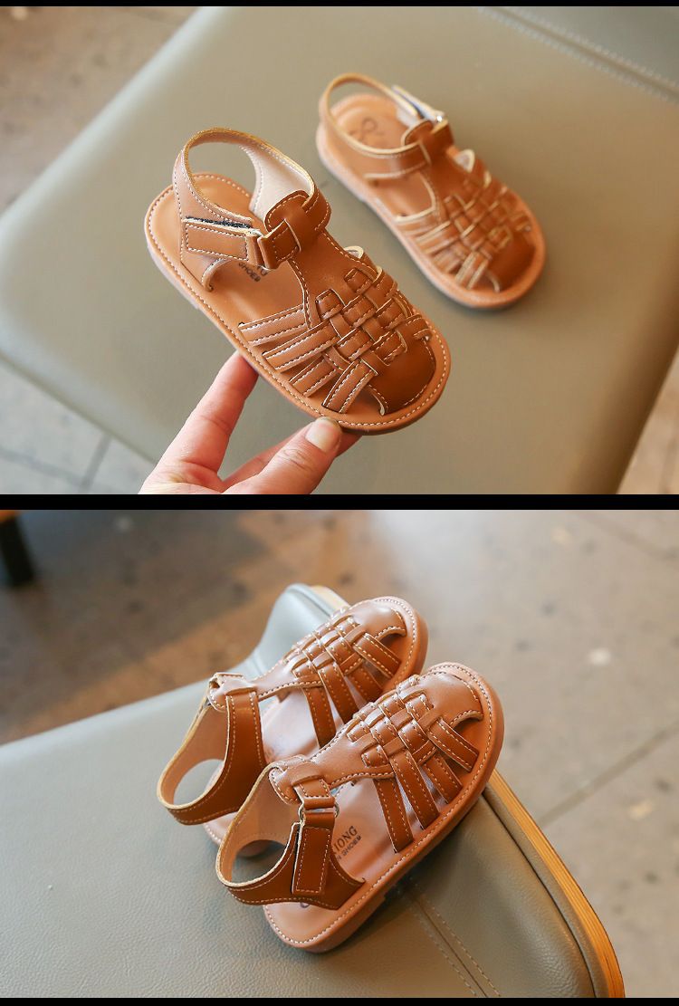 Sandali chiusi in pelle traspiranti con punta cava, stile coreano, per bambine, estate 2023, nuovi_voghion.com