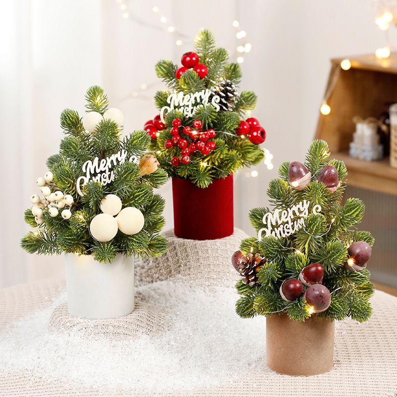 LED Pinecone Christmas Ornament - PE Noble Pine Decor For Desktop Mini Christmas Tree Festive_voghion.com