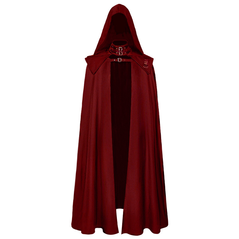 Halloween Mittelalterlicher Kapuzenmantel Gothic Mantel Langer Graben Halloween Teufel Zauberer Todesumhang Robe Umhang_voghion.com