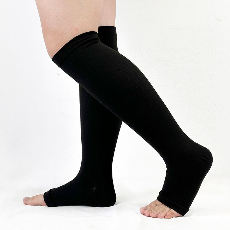 Professionelle Sport-Kompressionssocken mit offener Spitze, ohne Fuß, langes Rohr, Fitness, elastisch, rutschfest, für Yoga, Wandern, Radfahren_voghion.com