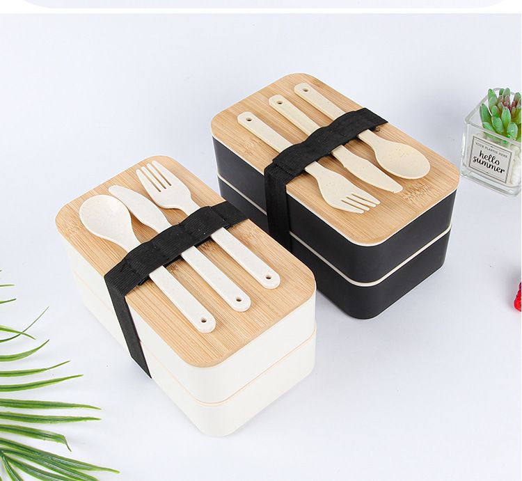 Umweltfreundliche Lunchbox aus Weizenstroh – Stapelbare Bento-Behälter mit Trennwänden, modernes minimalistisches Design – Großhandel für Büros und Veranstaltungen_voghion.com