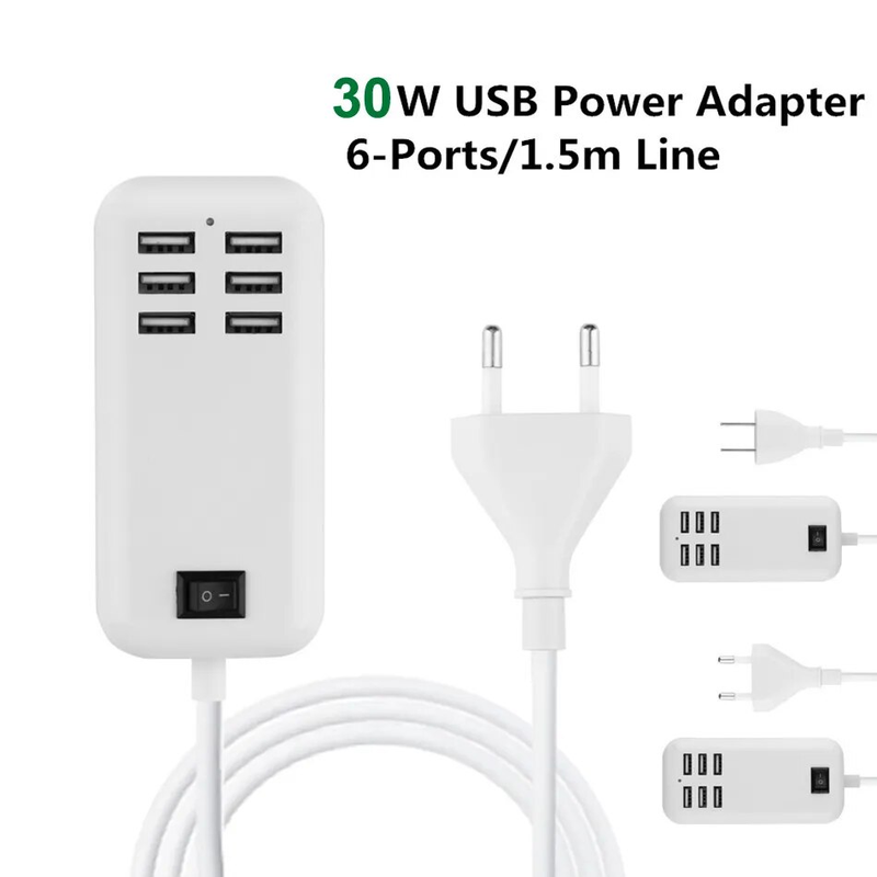 EU/US 4A/3A Plug Wall Dock Fast Charging Extension Power Adapter for iPhone 12 11 X Huawei Phone Tablet USB Charger HUB_voghion.com