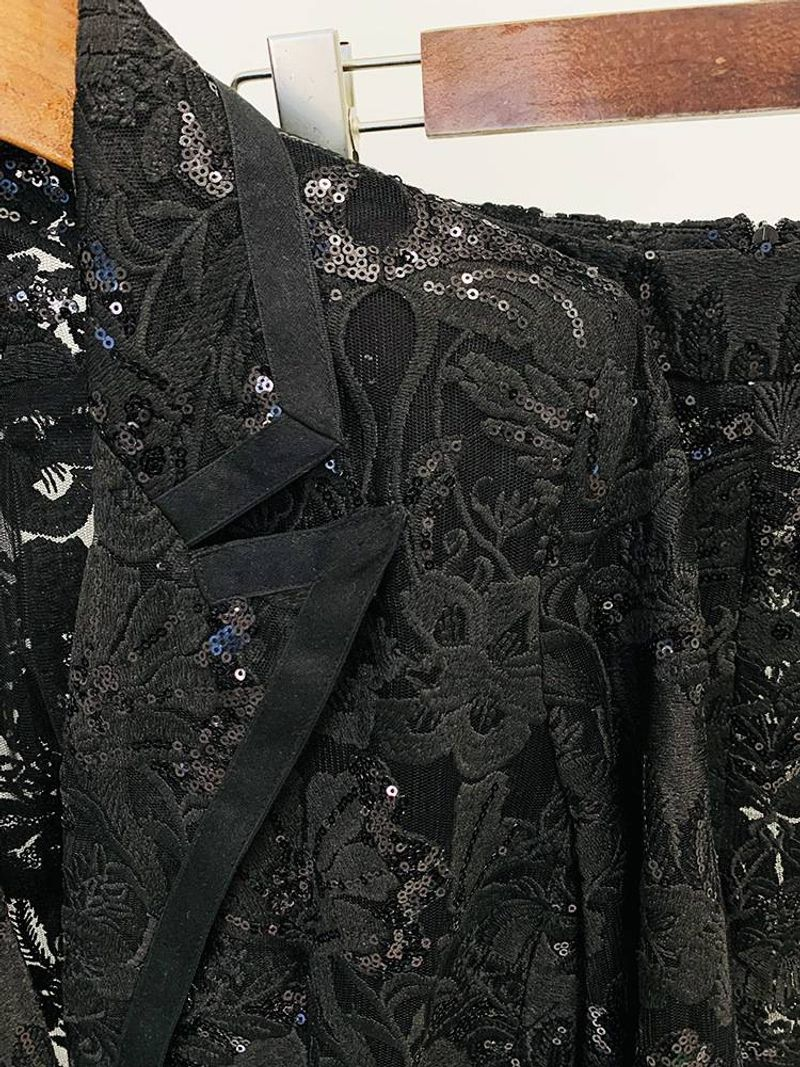 Damgasväv tunga broderier paljett kostym jacka byxor set två delar_voghion.com