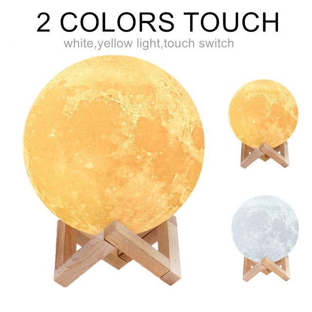 Moon Lamp Night Light 3D Print Moonlight Timeable LED Dimmable Rechargeable Bedside Table Desk Lamp Dropship_voghion.com