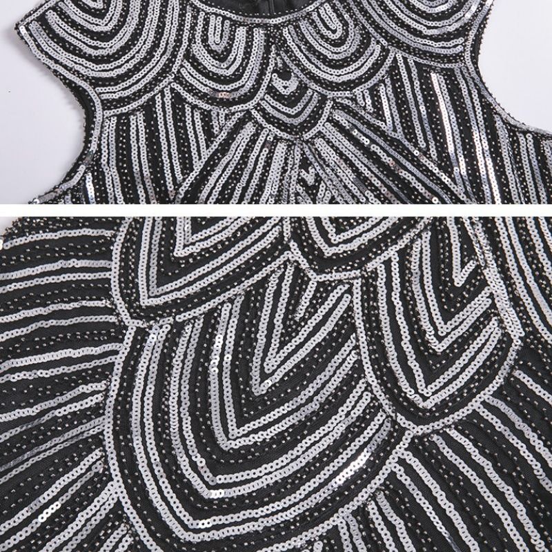 Rochie de film din anii 1920, cu ciucuri țesute, de calitate, nouă_voghion.com