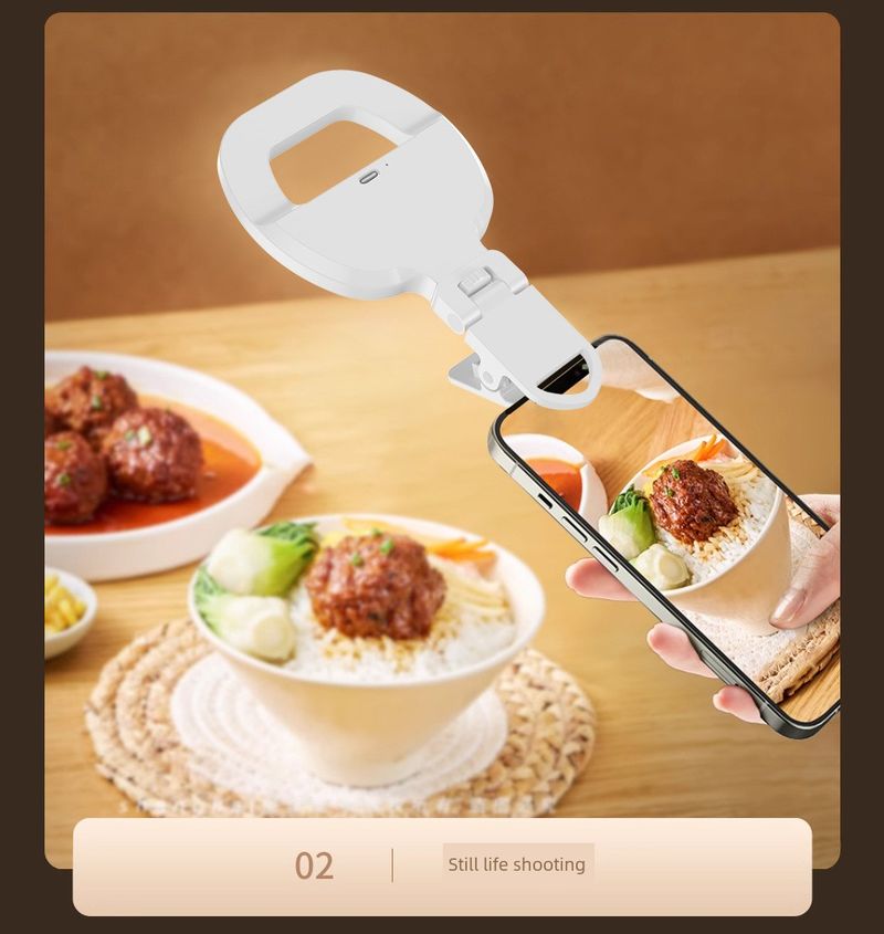 Mobile Phone Selfie Fill Mini Portable Photo-Taking And Filming Beauty Clip-on LED Lamp Charging Ring Pocket Light_voghion.com