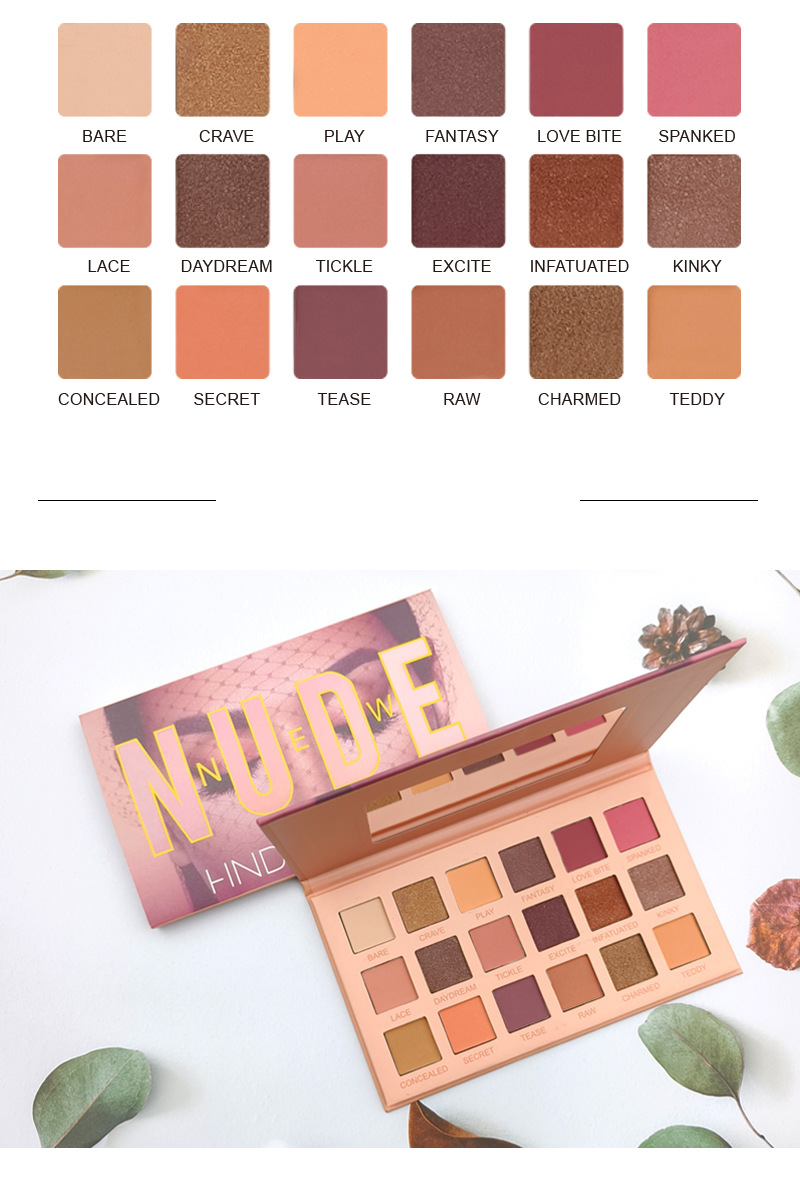 Internet Celebrity Same Style Huda 18 Color Desert Rose Eyeshadow Palette German British Niche Glitter Large Sequins NUDE_voghion.com