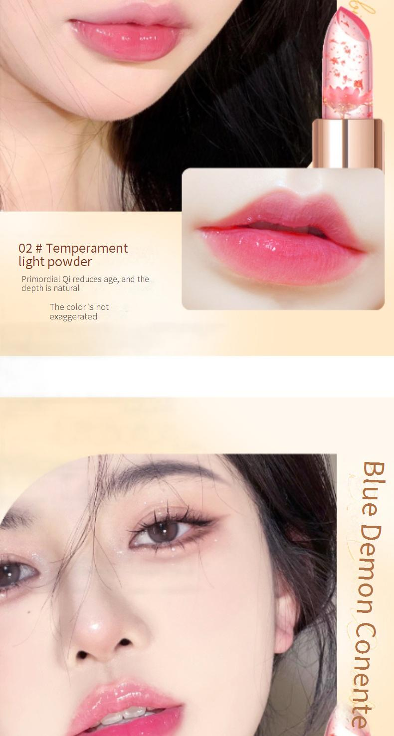 Lippenstift Peinifen Flower Lipstick Jelly Farbwechselnder Lippenstift Feuchtigkeitsspendender, temperaturwechselnder Goldfolien-Lippenstift Wasserfest und leicht zu färben_voghion.com