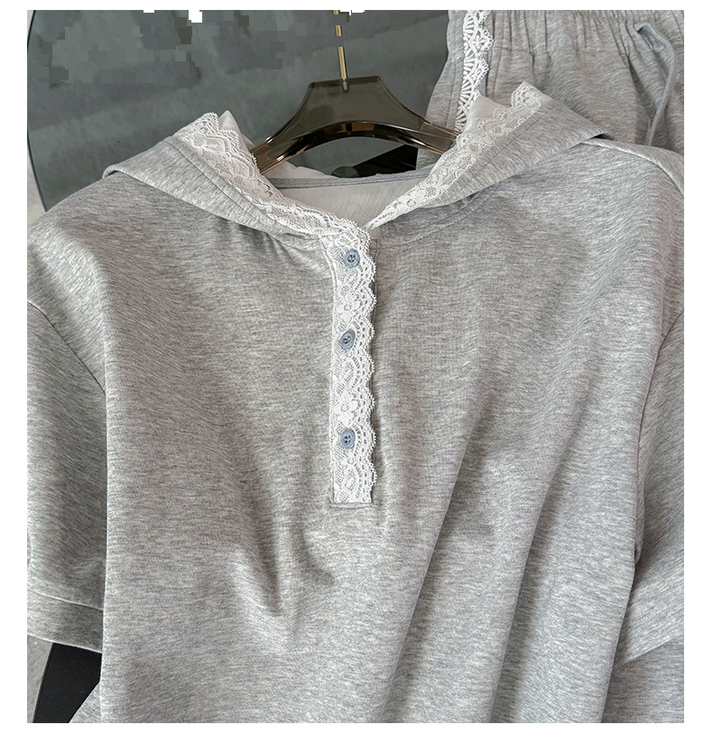 DameskledingKlein, mode, casual pak, effen kleur, trui met korte mouwen, sportbroek, casual tweedelig pak_voghion.com