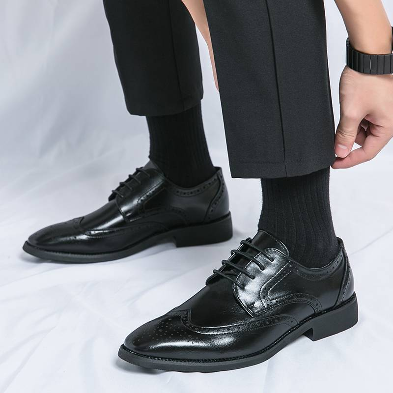 Mens Dress Shoes Formal Business Oxford Lace-up Comfortable Pointed Shoes For Men_voghion.com