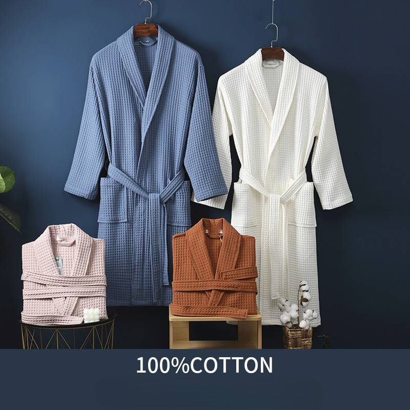 Spring And Autumn New Cotton Bathrobe For Men And Women Long Waffle Couple Quick Drying Cotton Bathrobe Bathrobe Hotel_voghion.com