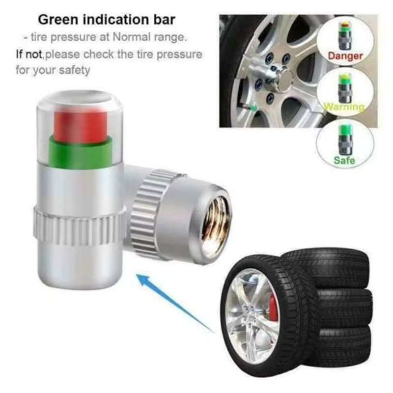 4pcs/set Car Tire Pressure Indicator Tire Pressure Gauge Indicator Alert Monitoring Valve Cap Sensor External Valve Detection_voghion.com