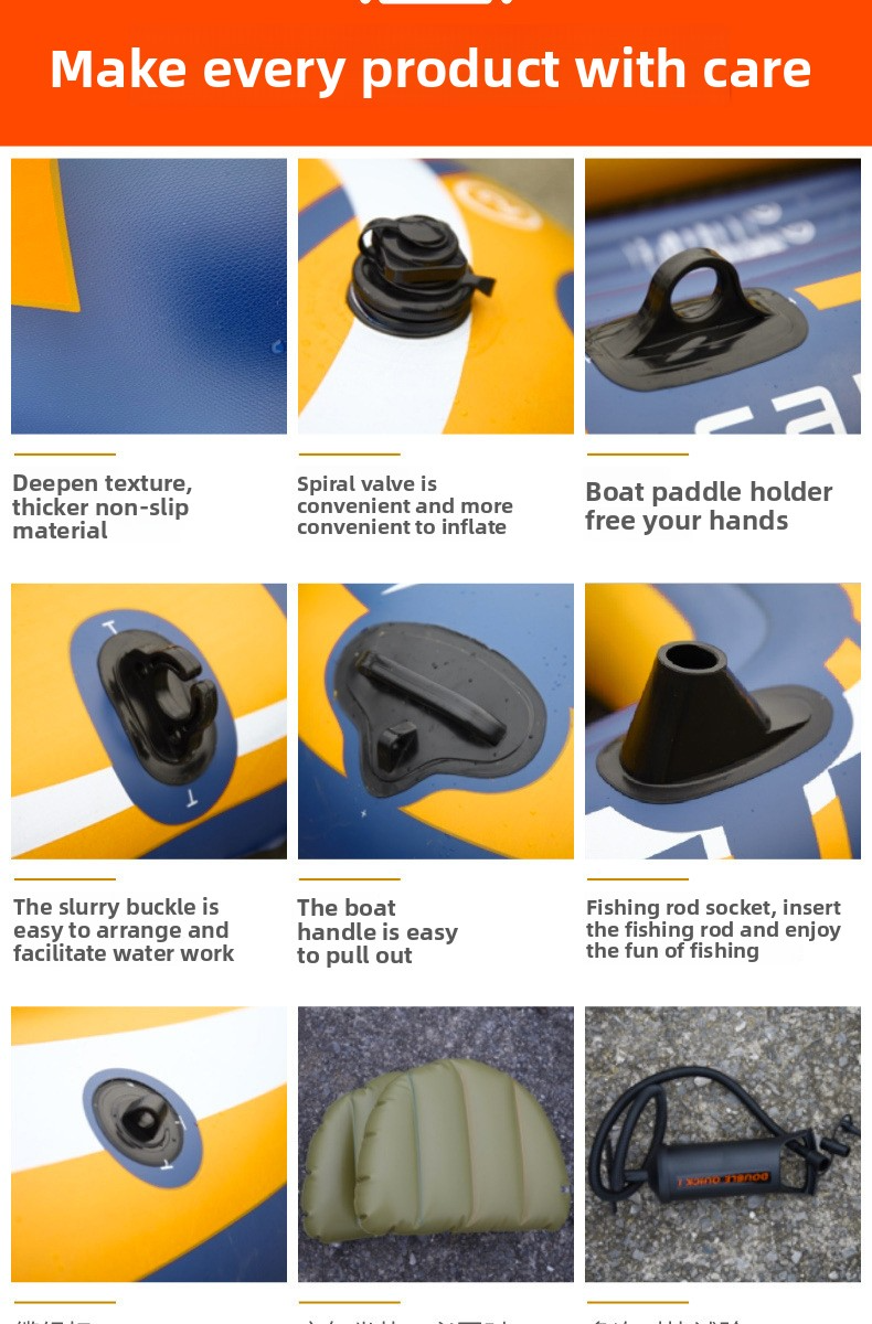 Inflatable Fishing Boat - Heavy-Duty Raft For Kayaking River Drifting & Water Sports (Portable Non-Slip Deck Includes Repair Kit & Pump)_voghion.com