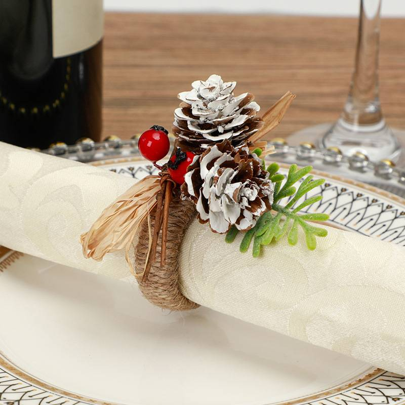 Bottoni per tovaglioli, decorazioni natalizie, ristoranti occidentali, hotel, apparecchiare la tavola, anelli per tovaglioli, banchetti, anelli per tovaglioli natalizi_voghion.com