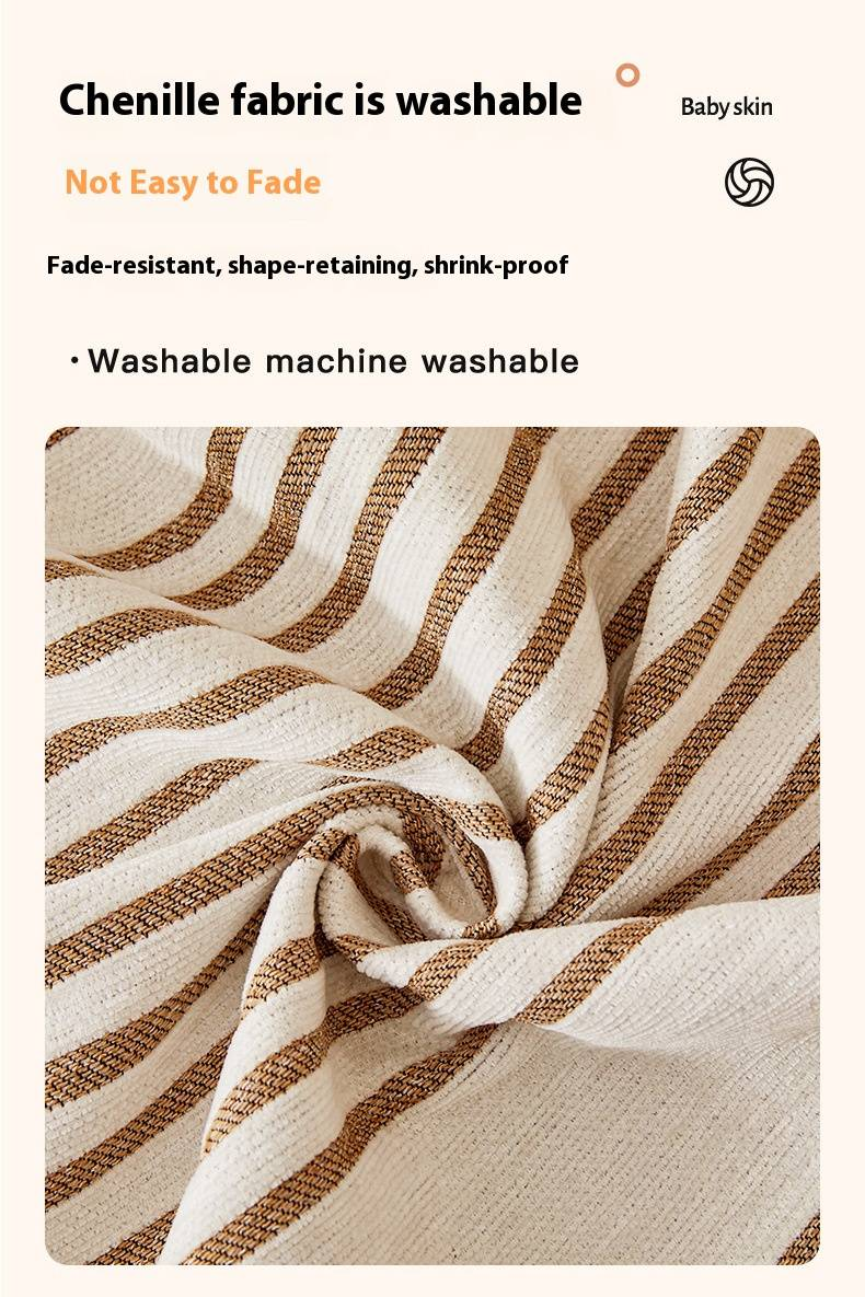 Soft Chenille Geometric Pattern Sofa Cover Throw Blanket For 3-Seater Couch, Modern Striped Design, Multiple Sizes & Colors Cover Sofa Blanket Cushion_voghion.com