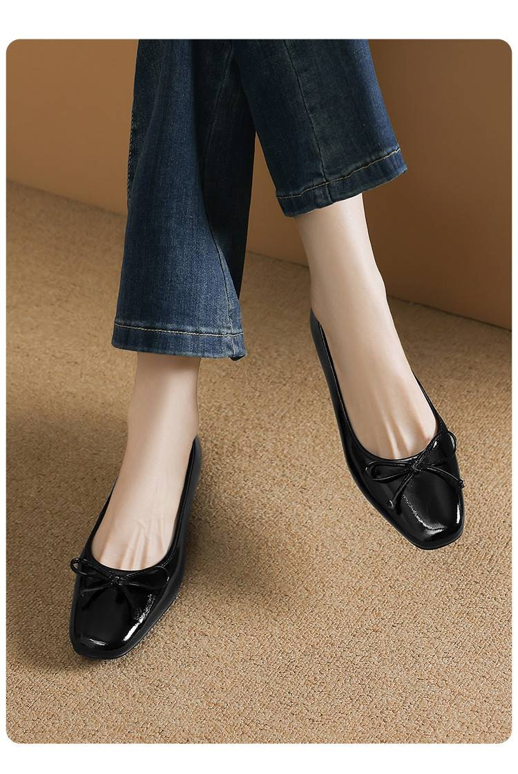 Cameido Women'S Casual Shoes With 1Cm Square Round Head Cowhide Leather And Drip Molding Sole_voghion.com