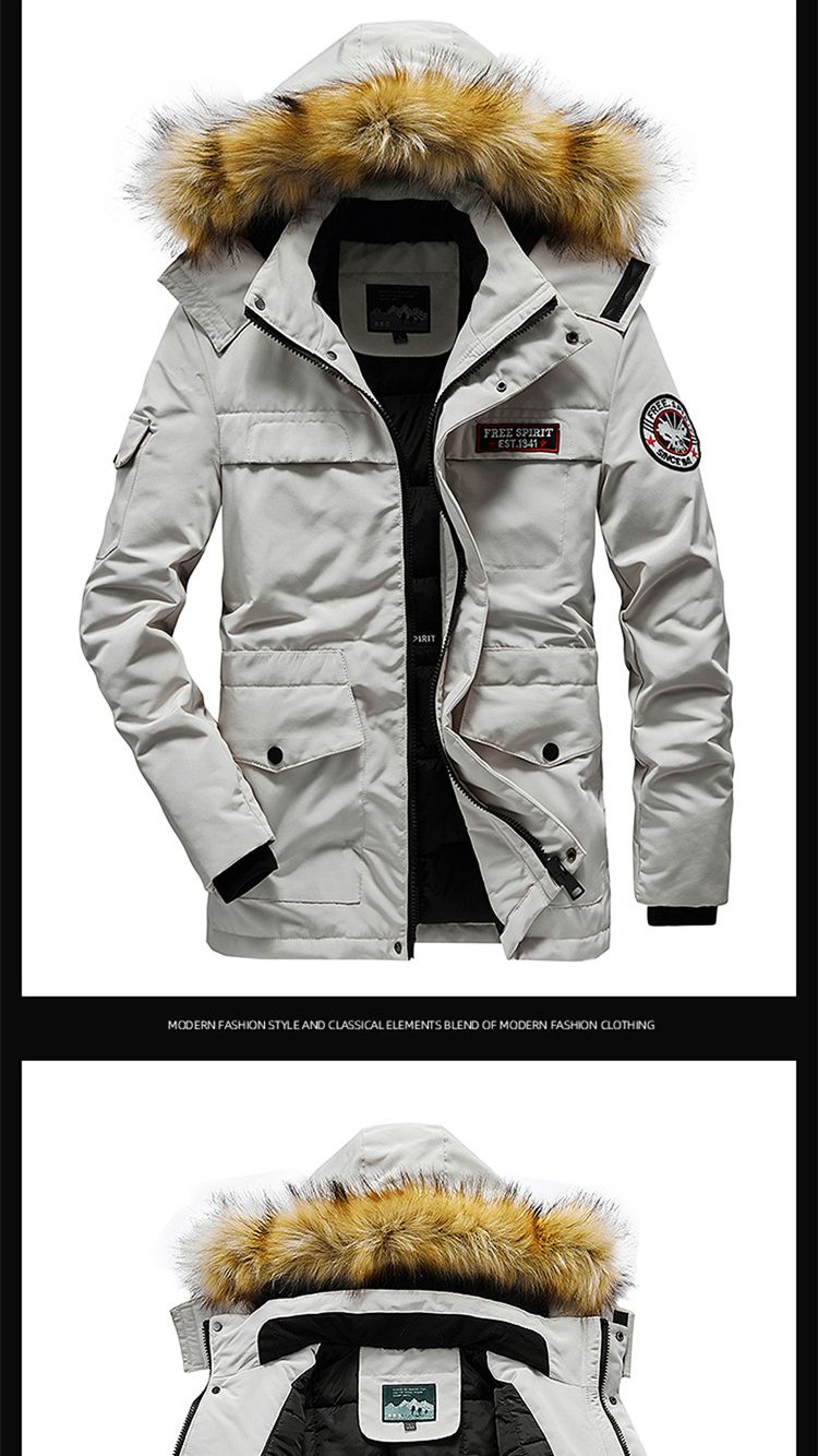 Premium Detachable Hood Winter Coat For Men & Women - Thickened Polyester Padded Jacket With Multiple Pockets, Zip-Front Travel Outerwear_voghion.com