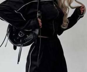 "Women's Long Sleeve Hoodie & Jogger Set – Velvet-Touch Two-Piece In White/Black/Grey – Fall Streetwear With Contrast Panels & Stretch Comfort"_voghion.com