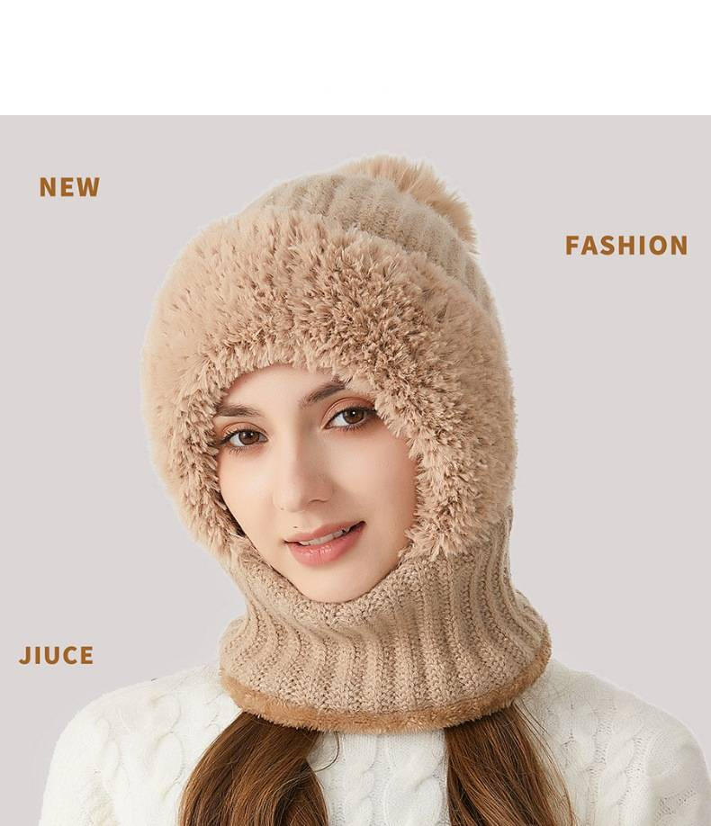 Women's Knitted Hat Scarf Mask Combo - Warm Winter Fleece Lined Beanie With Neck Warmer For Cold Weather_voghion.com