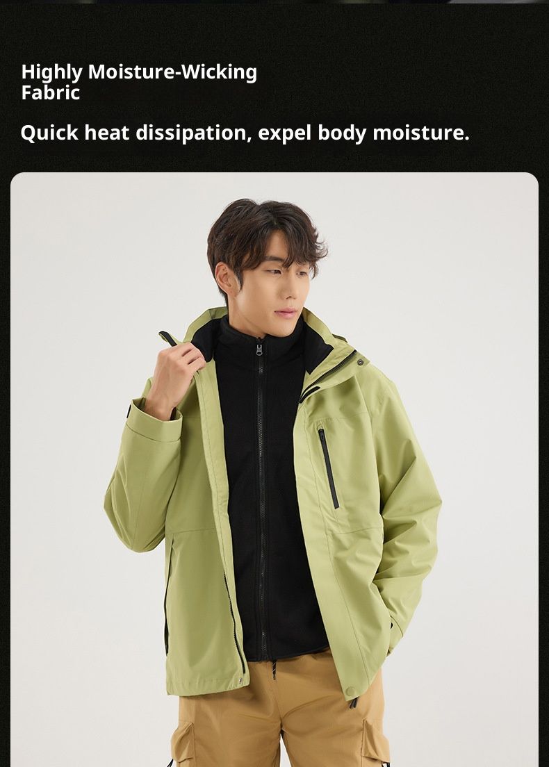 Giacca da trekking impermeabile unisex 3 in 1 con fodera in pile staccabile – Giacca antivento e termica per campeggio e trekking (disponibile in più colori)_voghion.com