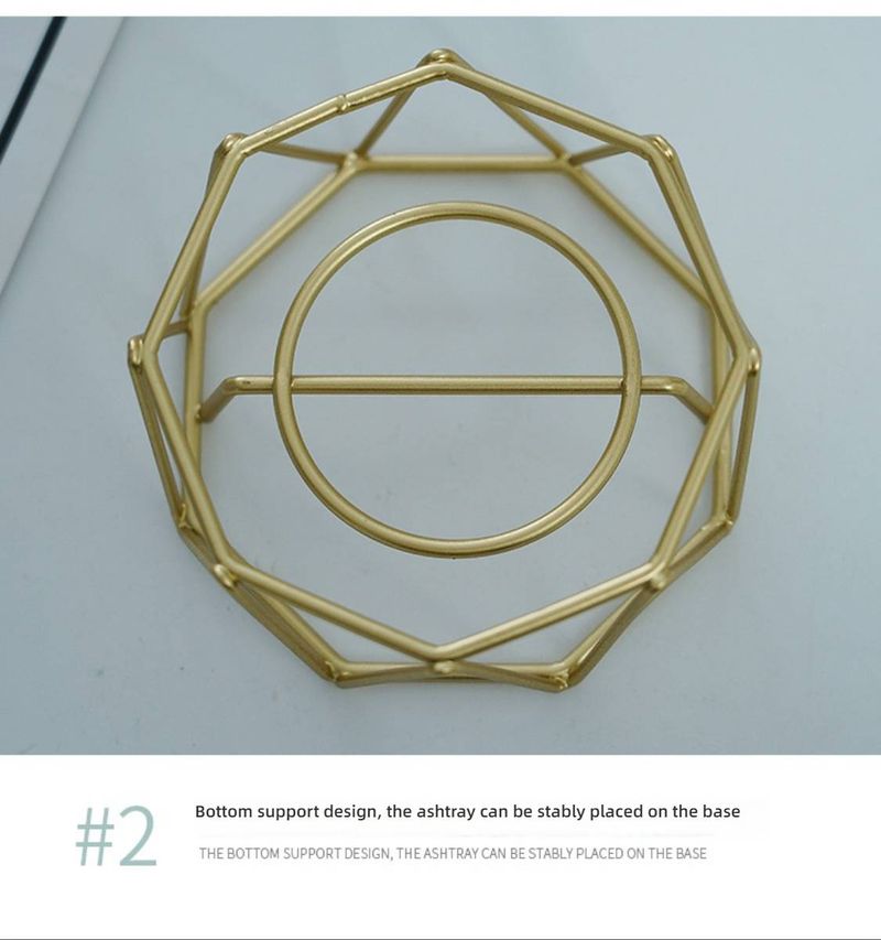 Geometric Metal Ashtray Set - Modern Nordic Home & Office Decor, Ceramic Bowl With Gold/Black Finish, Multi-Purpose Gift_voghion.com