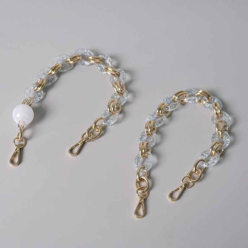 Vintage New Transparent Acrylic Resin Metal Handmade Detachable Bag Decoration Shoulder Chain_voghion.com