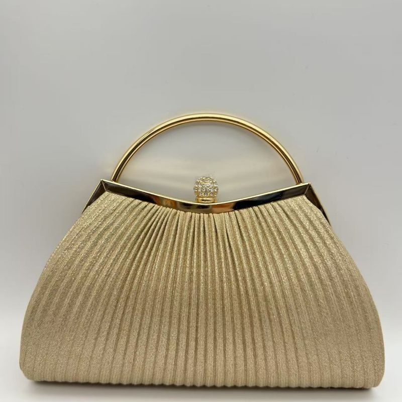 Komplett handgefertigte, plissierte Strass-Abendhandtasche für Damen_voghion.com