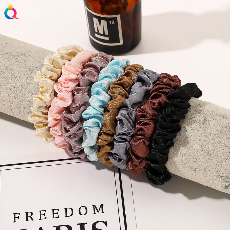 Vendita calda grande scrunchie in raso fresco tinta unita cordoncino sottile colore Dinza coda di cavallo palla cerchio per capelli_voghion.com