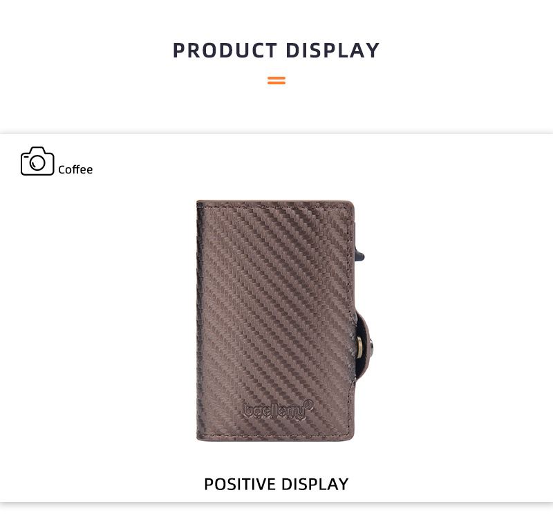 Baellery novo porta-cartões masculino de fibra de carbono RFID minimalista com fivela lateral e porta-cartões de metal com mola_voghion.com