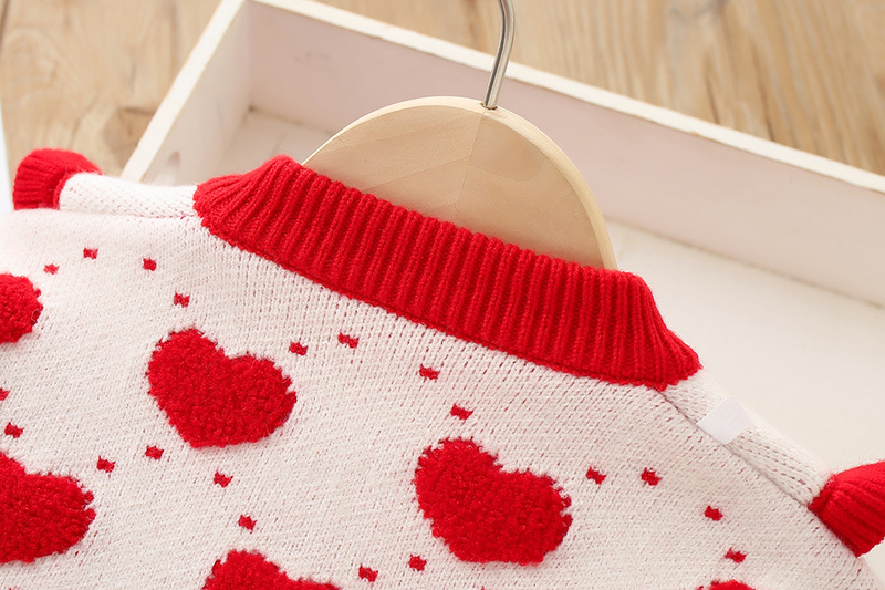 Pull tricoté en velours granulaire pour bébé fille, nouvelle édition coréenne, petit cœur, ensemble de jupe, automne/hiver 2023_voghion.com